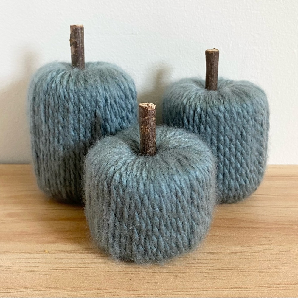 Blue Pumpkin Handmade Fall Decor Set of 3